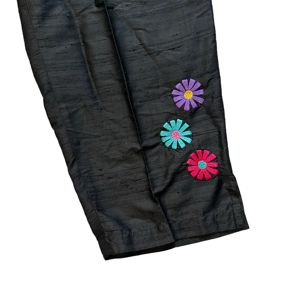 Vintage Casey Coleman 100% Silk Embroidered Detail Pantsuit, Sz M - Picture 7 of 12